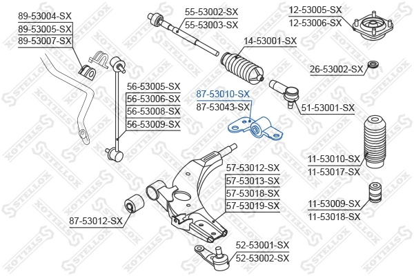 STELLOX 87-53010-SX Mounting, control/trailing arm