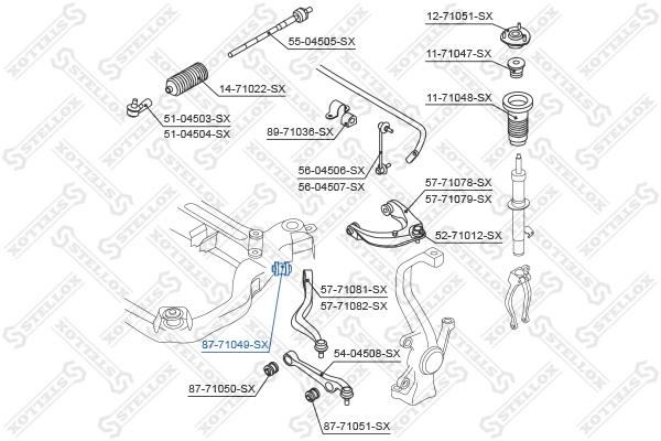 Mounting, control/trailing arm 87-71049-SX