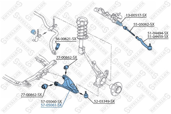 Control/Trailing Arm, wheel suspension 57-05061-SX