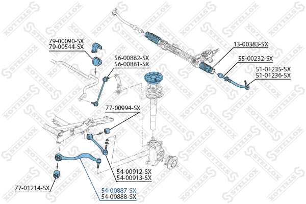 Control/Trailing Arm, wheel suspension 54-00887-SX