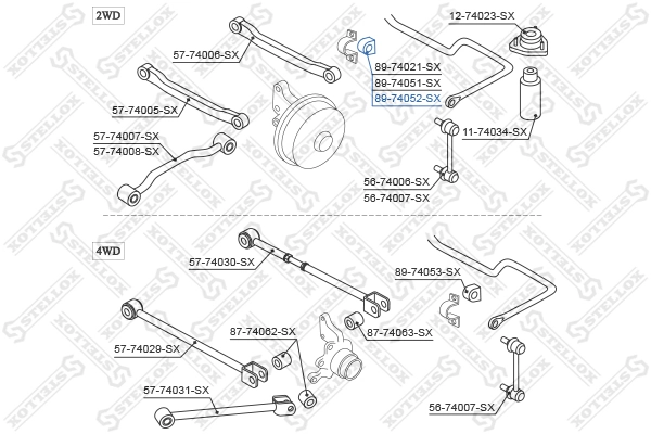 Mounting, stabiliser bar 89-74052-SX
