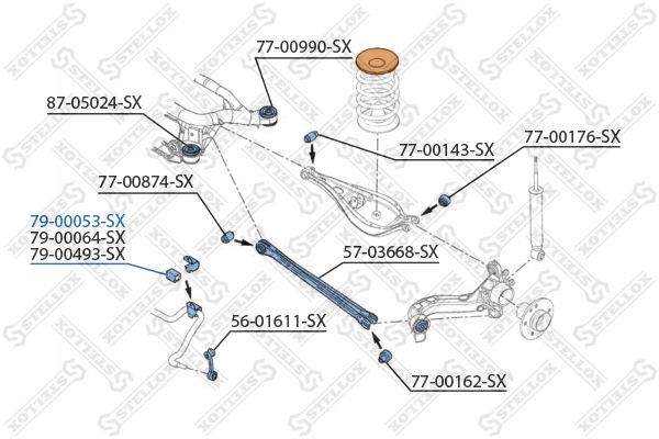 STELLOX 79-00053-SX Mounting, stabiliser bar