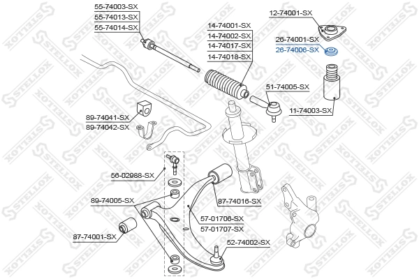 Rolling Bearing, suspension strut support mount 26-74006-SX