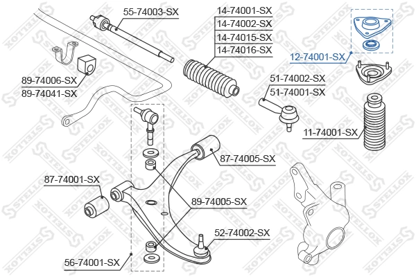 Suspension Strut Support Mount 12-74001-SX