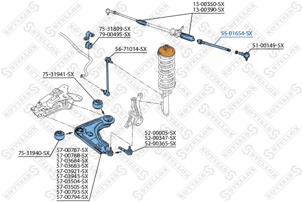 Inner Tie Rod 55-01654-SX