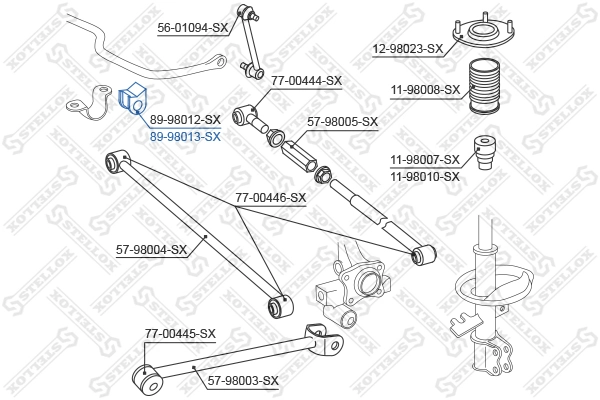 Mounting, stabiliser bar 89-98013-SX
