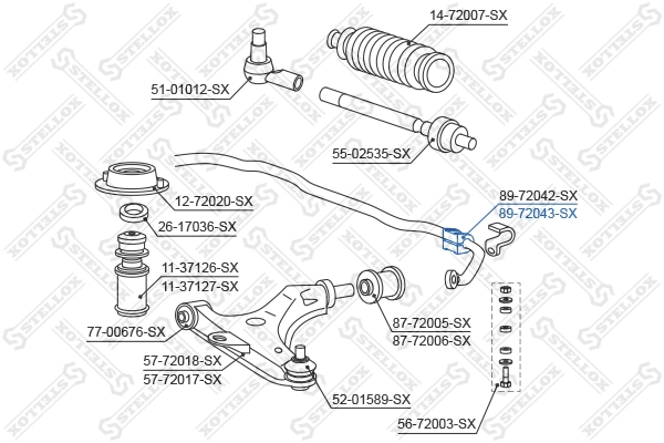 Mounting, stabiliser bar 89-72043-SX