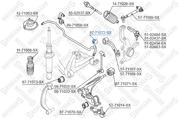 STELLOX 87-71072-SX Mounting, control/trailing arm