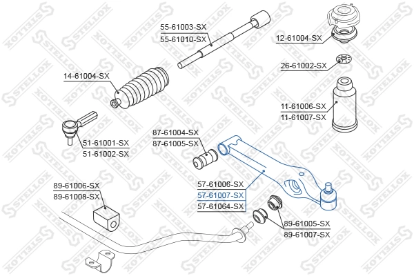 Control/Trailing Arm, wheel suspension 57-61007-SX