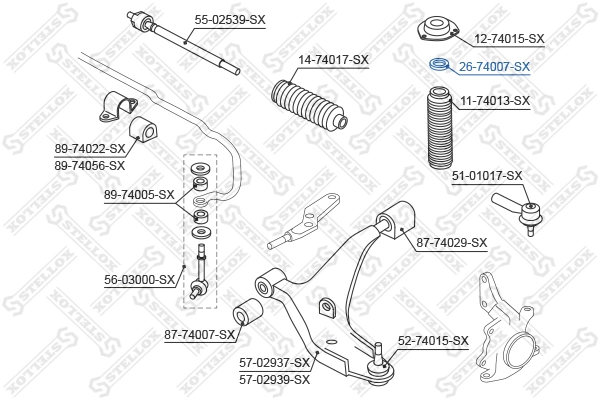 Rolling Bearing, suspension strut support mount 26-74007-SX