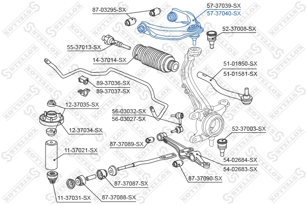Control/Trailing Arm, wheel suspension 57-37040-SX