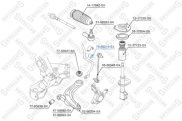 Mounting, stabiliser bar 79-00215-SX
