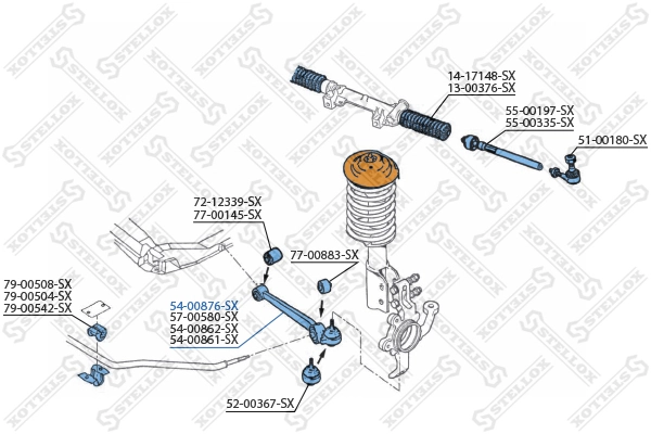 Control/Trailing Arm, wheel suspension 54-00876-SX
