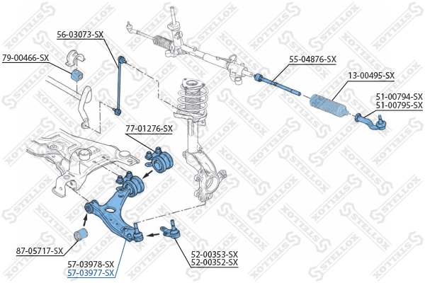 Control/Trailing Arm, wheel suspension 57-03977-SX