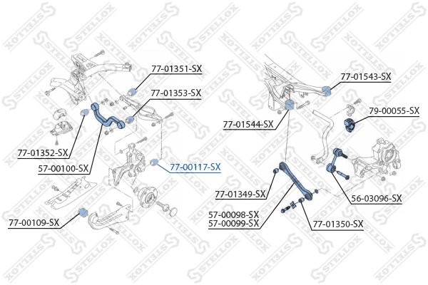 Mounting, control/trailing arm 77-00117-SX