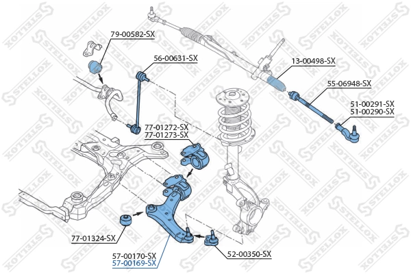 Control/Trailing Arm, wheel suspension 57-00169-SX