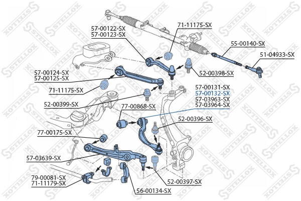 Control/Trailing Arm, wheel suspension 57-00132-SX