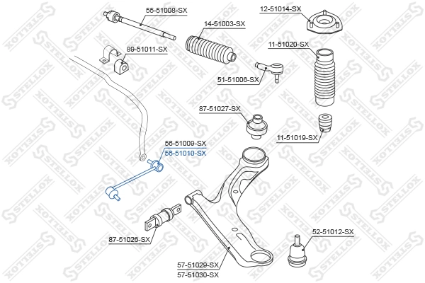 Link/Coupling Rod, stabiliser bar 56-51010-SX