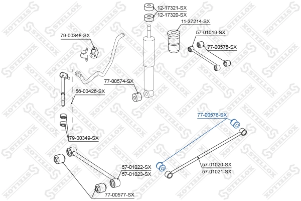 STELLOX 77-00576-SX Mounting, control/trailing arm
