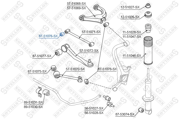 STELLOX 87-51076-SX Mounting, control/trailing arm