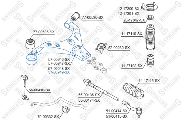 Control/Trailing Arm, wheel suspension 57-00949-SX