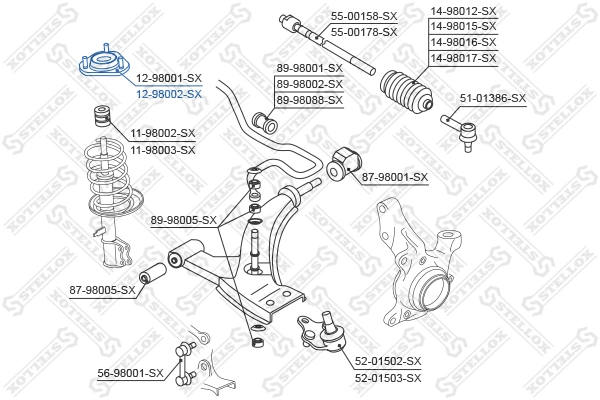 Suspension Strut Support Mount 12-98002-SX