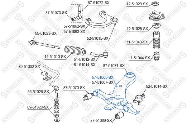 Control/Trailing Arm, wheel suspension 57-51065-SX