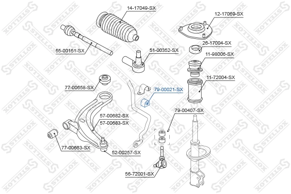 Mounting, stabiliser bar 79-00021-SX