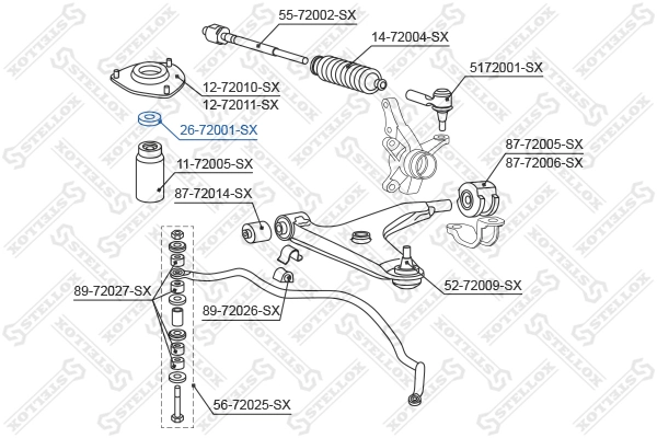 Rolling Bearing, suspension strut support mount 26-72001-SX