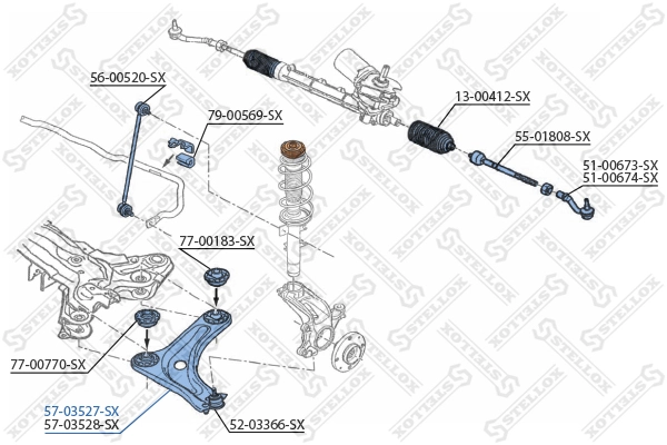 Control/Trailing Arm, wheel suspension 57-03527-SX