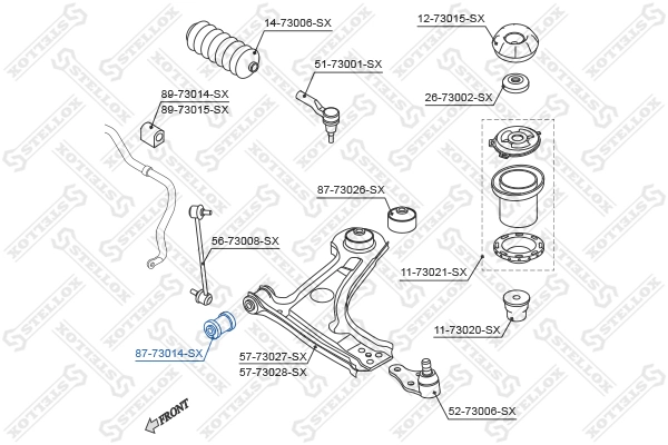 Mounting, control/trailing arm 87-73014-SX