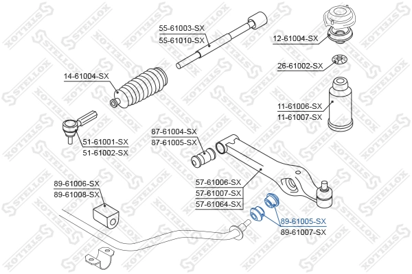 Mounting, stabiliser bar 89-61005-SX