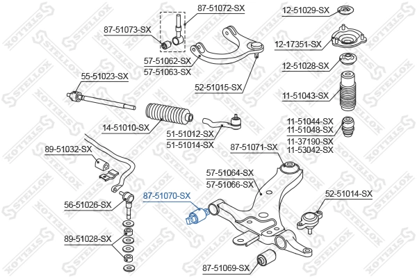 Mounting, control/trailing arm 87-51070-SX