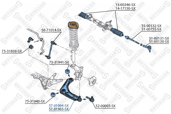 Control/Trailing Arm, wheel suspension 57-01964-SX