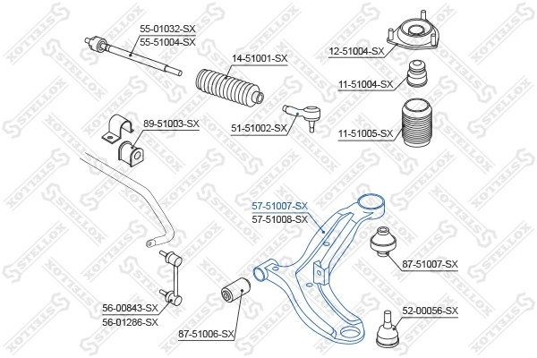 Control/Trailing Arm, wheel suspension 57-51007-SX