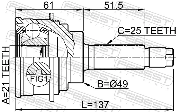 FEBEST 0710-018 Joint Kit, drive shaft