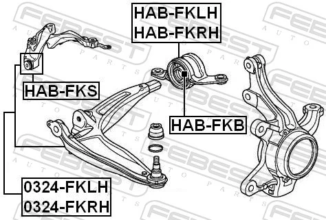 Mounting, control/trailing arm HAB-FKLH