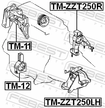 FEBEST TM-ZZT250R Mounting, engine