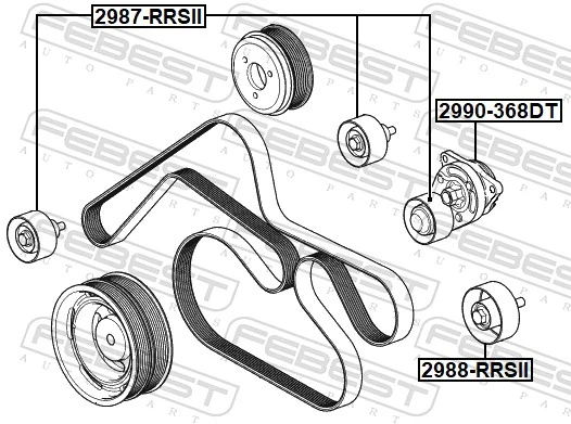 FEBEST 2990-368DT Belt Tensioner, V-ribbed belt
