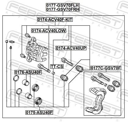 FEBEST 0174-ACV40F-KIT Guide Bolt, brake caliper