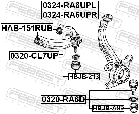 Mounting, control/trailing arm HAB-151RUB