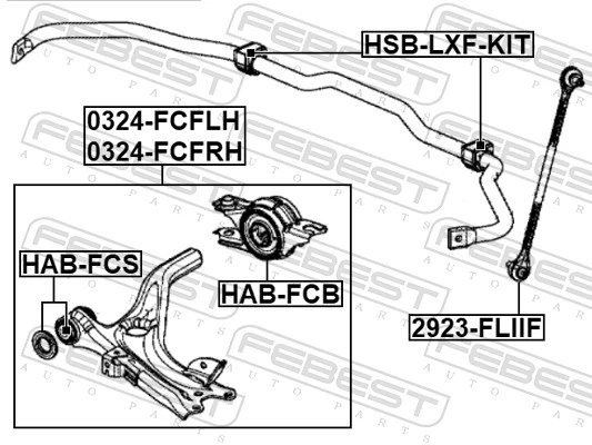 Mounting, control/trailing arm HAB-FCB