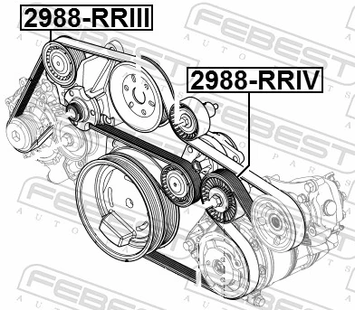 FEBEST 2988-RRIV Deflection/Guide Pulley, V-ribbed belt