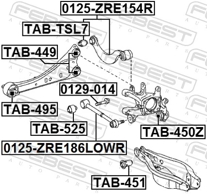 Control/Trailing Arm, wheel suspension 0125-ZRE186LOWR