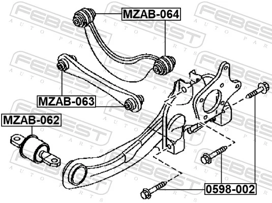 Fastening Bolt, control arm 0598-002