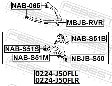 Mounting, control/trailing arm NAB-S51S