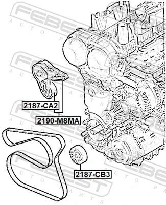 Belt Tensioner, V-ribbed belt 2190-M8MA