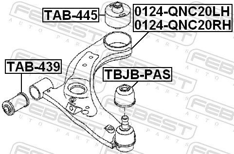 FEBEST 0124-QNC20RH Control/Trailing Arm, wheel suspension
