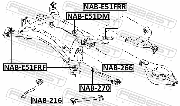 FEBEST NAB-E51FRF Bushing, axle beam