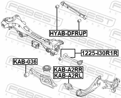 Mounting, control/trailing arm KAB-036